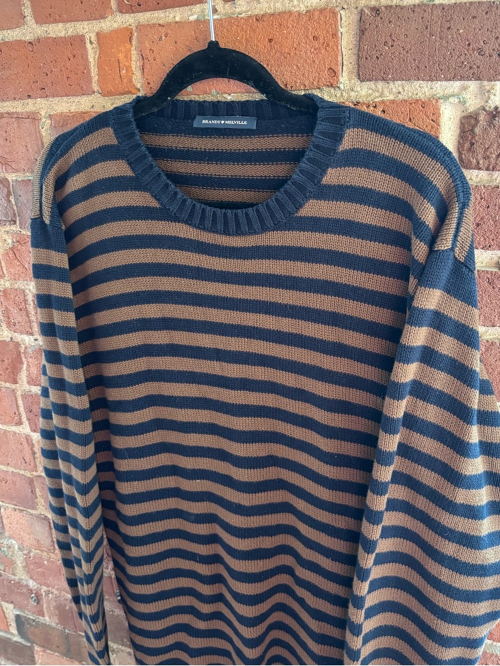Brandy Melville Brown and Black Striped Erika Sweater